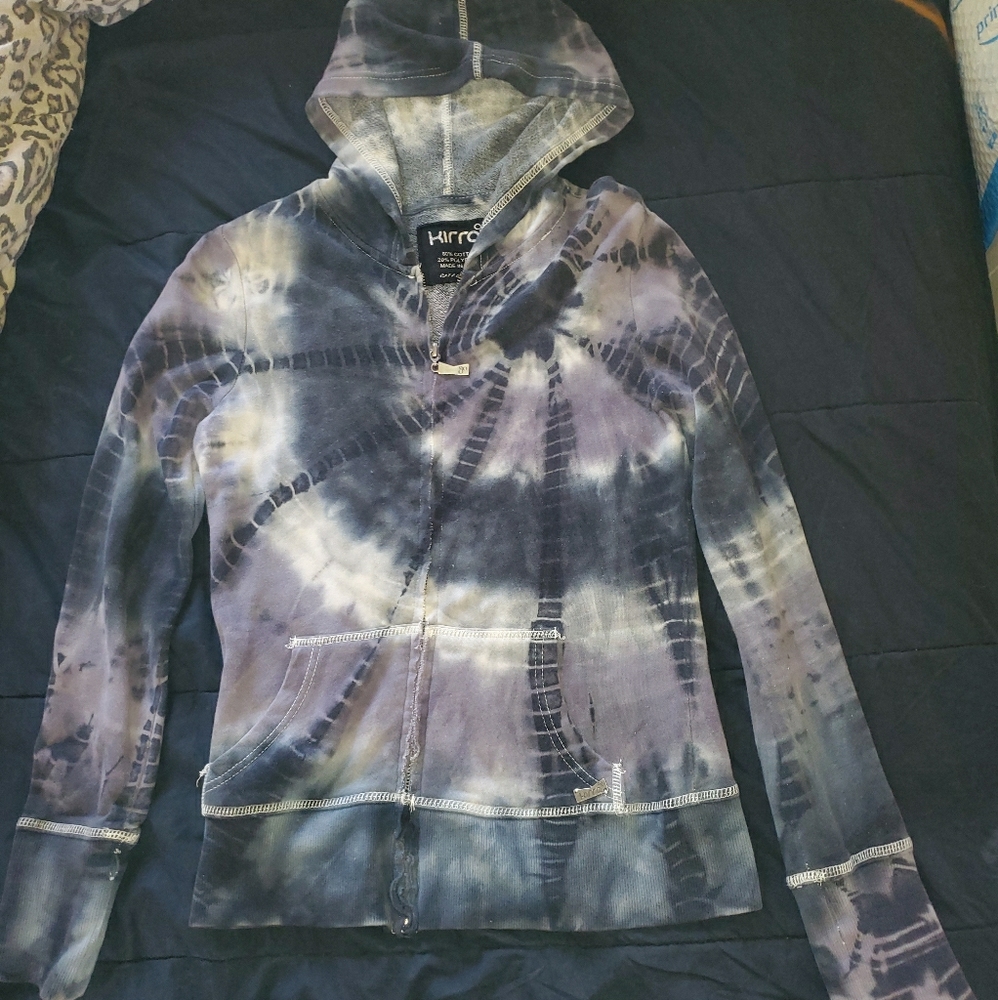 Tye dye hooded zip-up hoodie